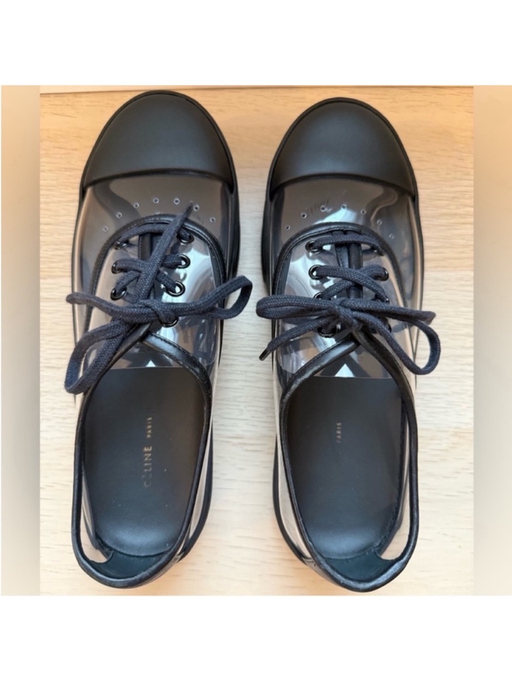 Celine Black Transparent Lace-Up Platform Sneakers - Picture 5 of 9